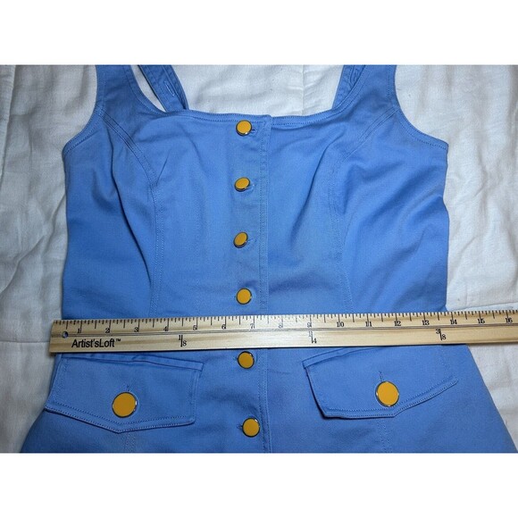 COLOR ME COURTNEY Alle‎ Blue Canvas Utility Dress Women's SIZE 4 - Picture 11 of 13